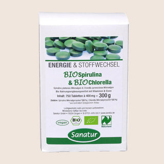 Sanatur BioSpirulina & BioChlorella Naturland 750 Tablets – 300 g