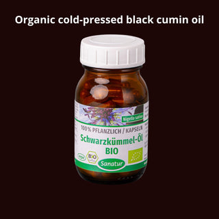 Sanatur Black Cumin Seed Oil Organic — 180 Capsules (102 g) | Cold-Pressed Nigella Sativa, Vegan