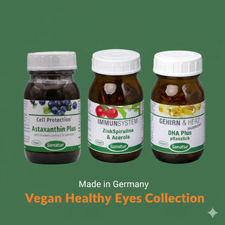 Vegan Healthy Eyes Collection: Astaxanthin, ZincSpirulina Acerola, DHA Plus