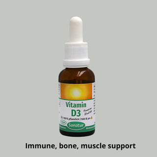 Sanatur Vitamin D3 Oil 100% Vegetable — 30 ml | Vegan D3 in MCT Coconut Oil | Made in Germany