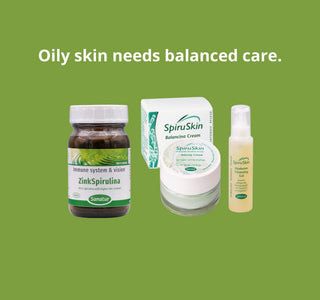 Oily Skin Balance Set | SpiruSkin Cleansing Gel, Balancing Cream & Zinc Spirulina
