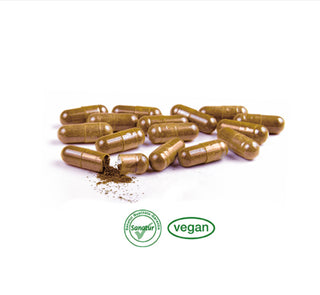 Vegan capsules with a圣地味 (Sanritゴ) logo on a white background