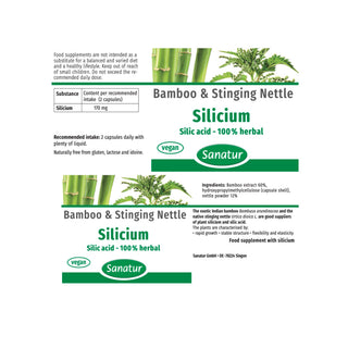 Sanatur Silicium 100% Vegetable — 90 Capsules (42 g) | Silicon from Nettle & Bamboo