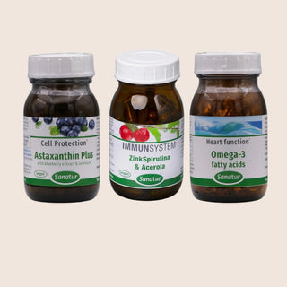 Sanatur Antioxidant Collection: Astaxanthin, ZincSpirulina Acerola, Omega-3