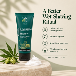 GRN For Men shaving cream benefits for brush lathering and wet shaving