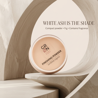 GRN White Ash powder FAQ: White Ash is the shade, 9 g compact powder contains fragrance