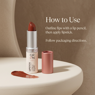 GRN Pine Cone lipstick application outline lips then apply lipstick