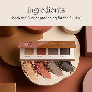 GRN Sunset eyeshadow palette ingredient information check packaging for full INCI