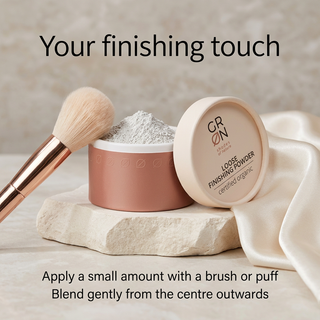 GRN Snow White powder with brush and English application instructions