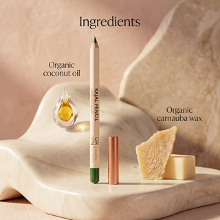 GRN Grass Green kajal pencil with organic coconut oil and carnauba wax highlights