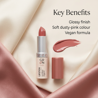 GRN Rose vegan lipstick glossy finish and soft dusty-pink colour