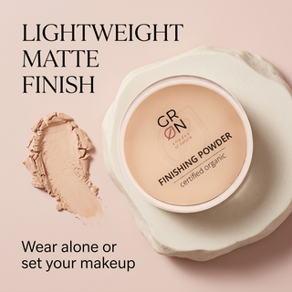 GRN White Ash compact powder with lightweight matte finish benefits