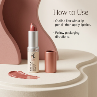 GRN Rose lipstick application guidance outline lips then apply lipstick