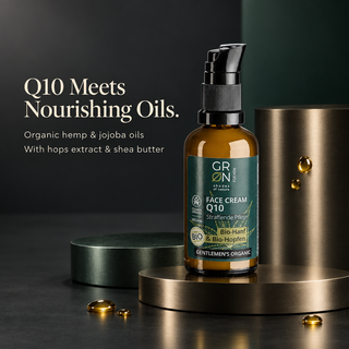 GRN For Men Q10 Face Cream 50 ml with hemp oil, jojoba oil, hops extract and shea butter