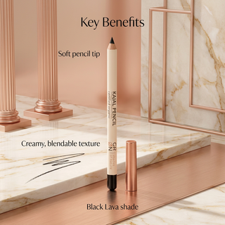 GRN Black Lava kajal pencil soft tip and creamy blendable texture benefits