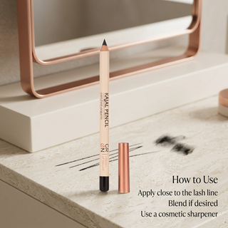 GRN Black Lava kajal pencil application blending and sharpening instructions