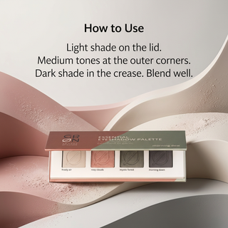 GRN Morning Dew eyeshadow palette application light shade on lid darker shades in crease