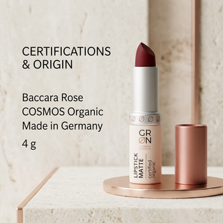 GRN Baccara Rose lipstick 4 g: COSMOS Organic and made in Germany
