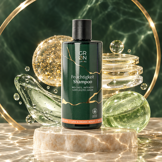 GRN Moisture Shampoo 300 ml with abstract gel, extract spheres and layered glass illustrations