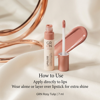 How to use GRN Rosy Tulip lip gloss alone or over lipstick