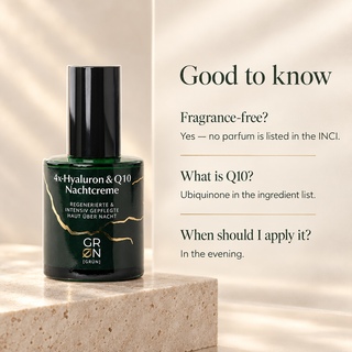 GRN 4x Hyaluronic Acid & Q10 Night Cream, COSMOS Organic, 50 ml