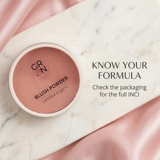 GRN Pink Watermelon blush with a reminder to check the packaging for the full INCI